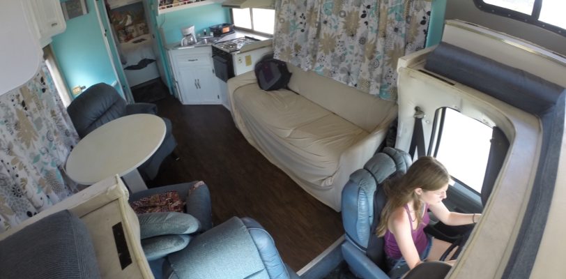 Alyssa driving our 1994 Coachmen RV
