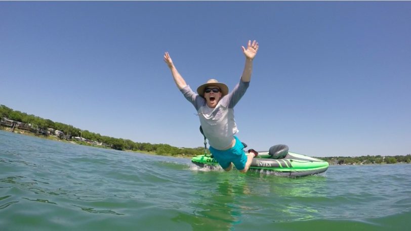 jumping out of kayak